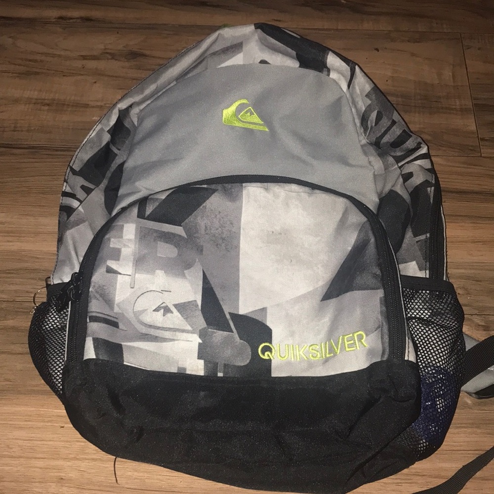 Quicksilver grey black and yellow backpack